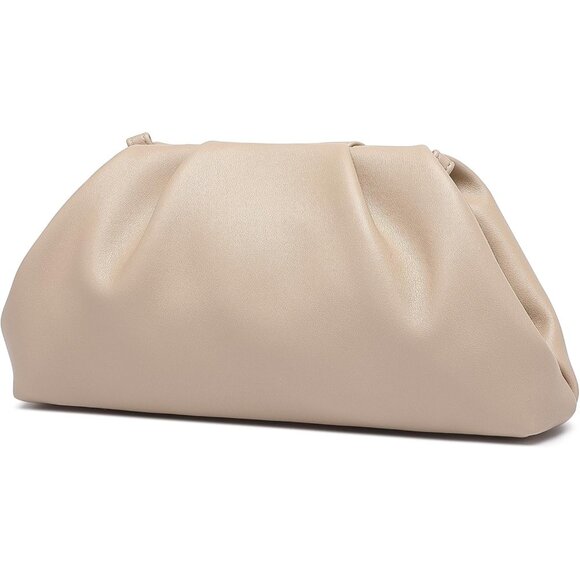 🆕Women Nude PU Leather Clutch Purse Elegant Formal Evening Bag Luxurious - Picture 1 of 8
